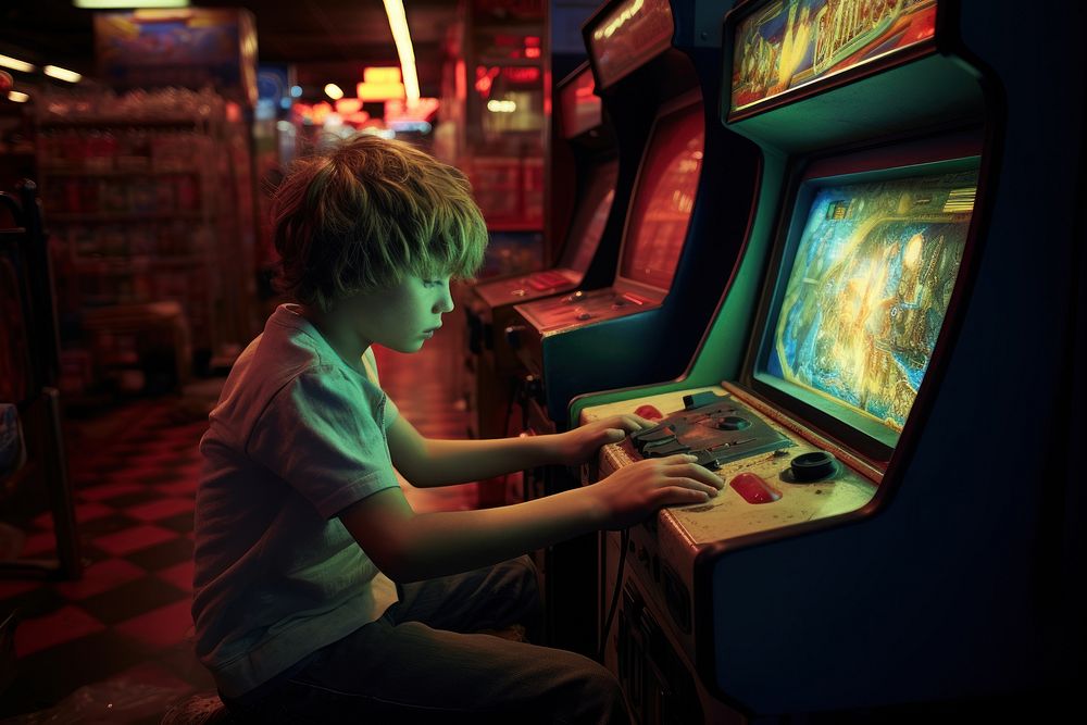 Boy at an arcade AI generated image