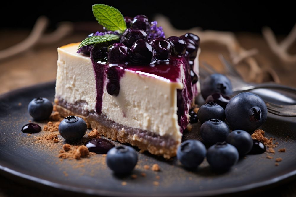 Blueberry cheesecake AI generated image