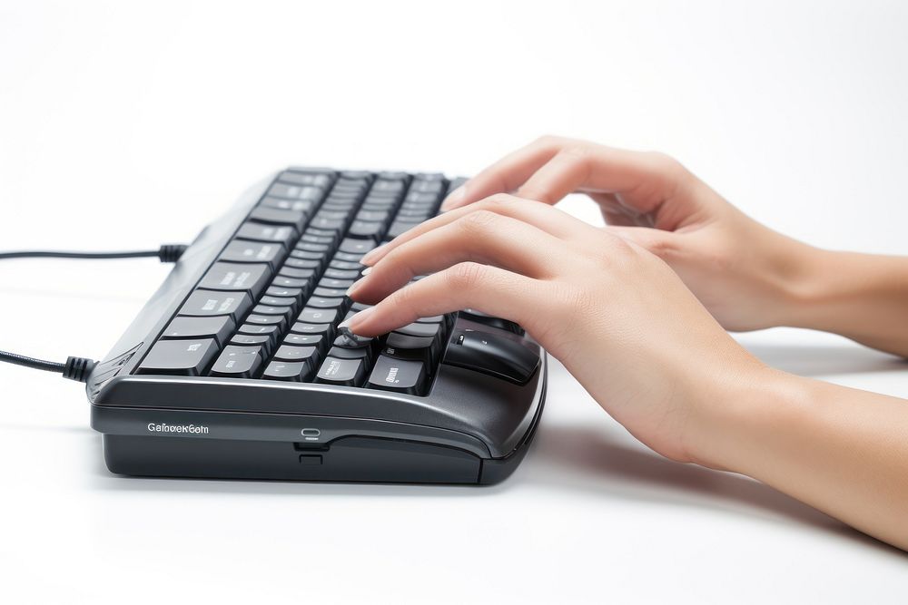 Woman typing on keyboard AI generated image