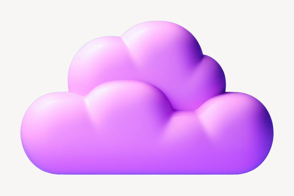 3D purple cloud icon illustration