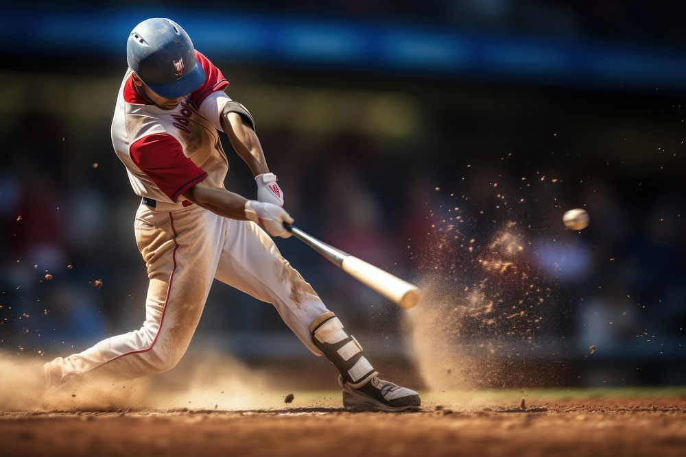 Baseball player hitting a ball  image