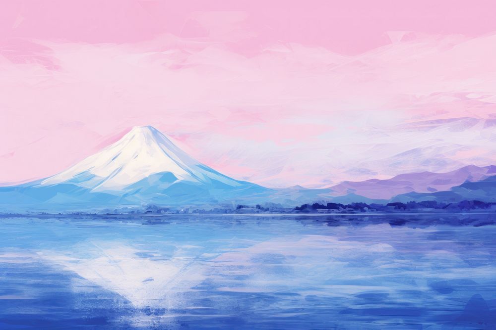 Mountain by a lake illustration AI generated image