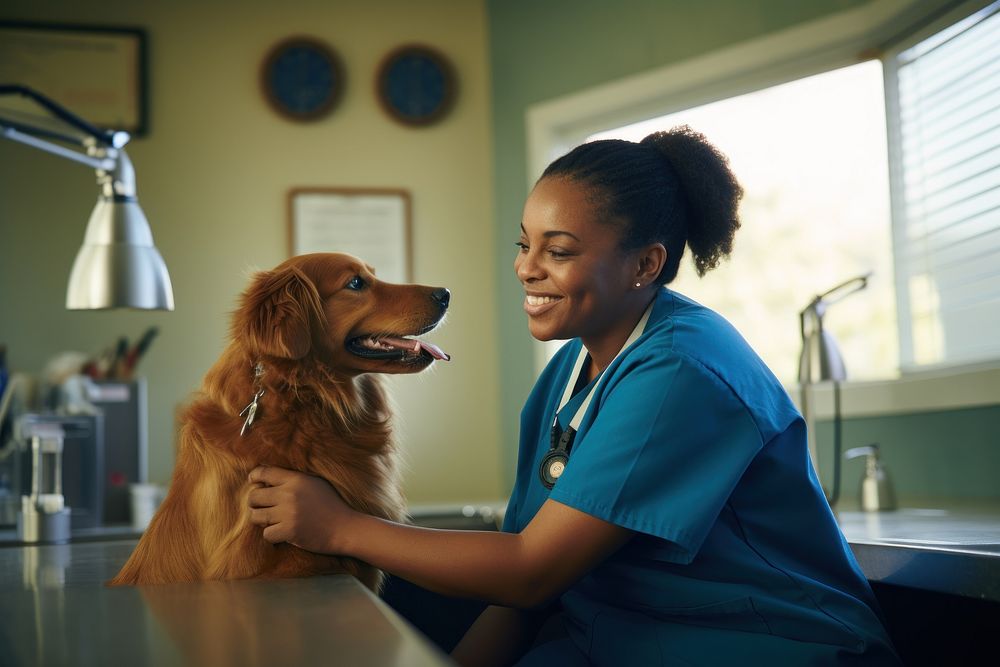 Veterinarian and dog AI generated image