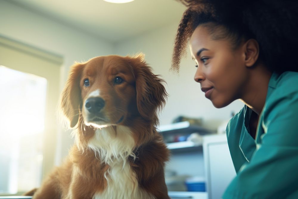 Veterinarian and dog AI generated image