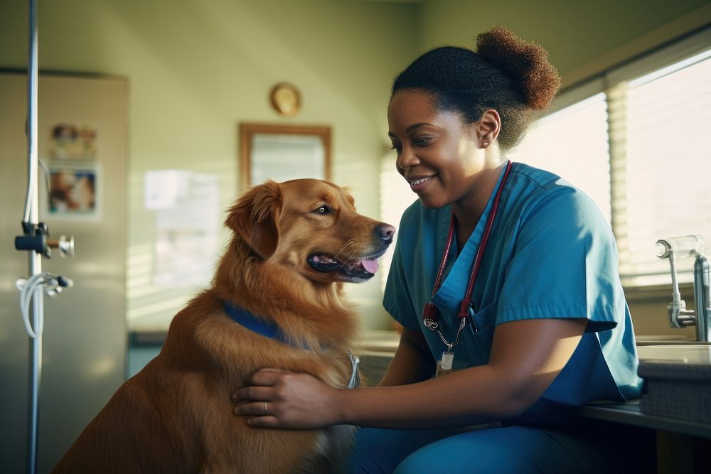 Veterinarian and dog