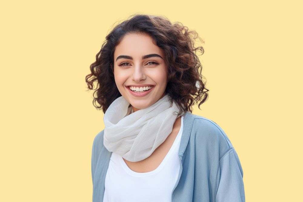 Scarf adult smile relaxation. AI generated Image by rawpixel.
