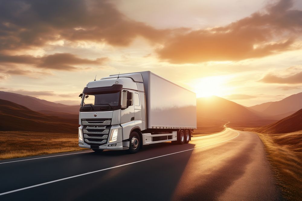 Cargo truck with morning light 