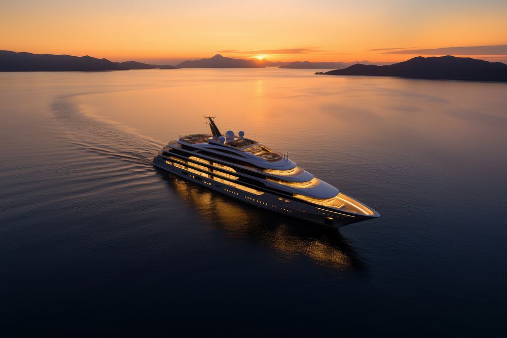 Luxury yacht at sunset