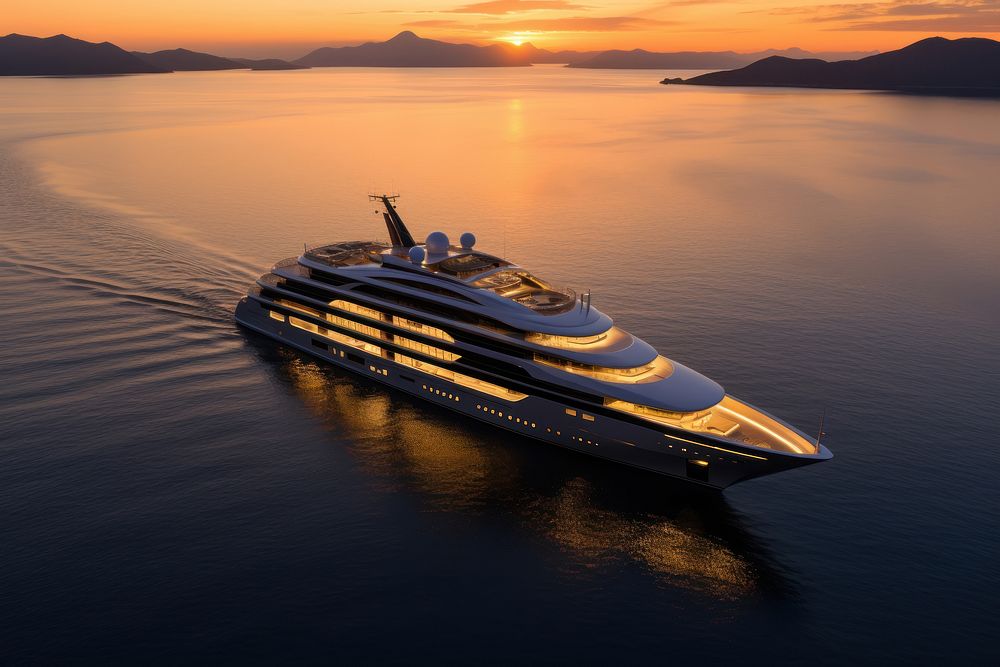 Luxury yacht at sunset