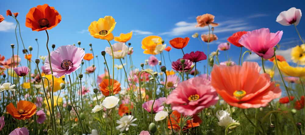 Spring flower field AI generated image