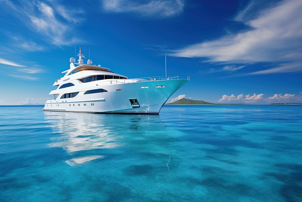 Luxury yacht on sunny day AI generated image
