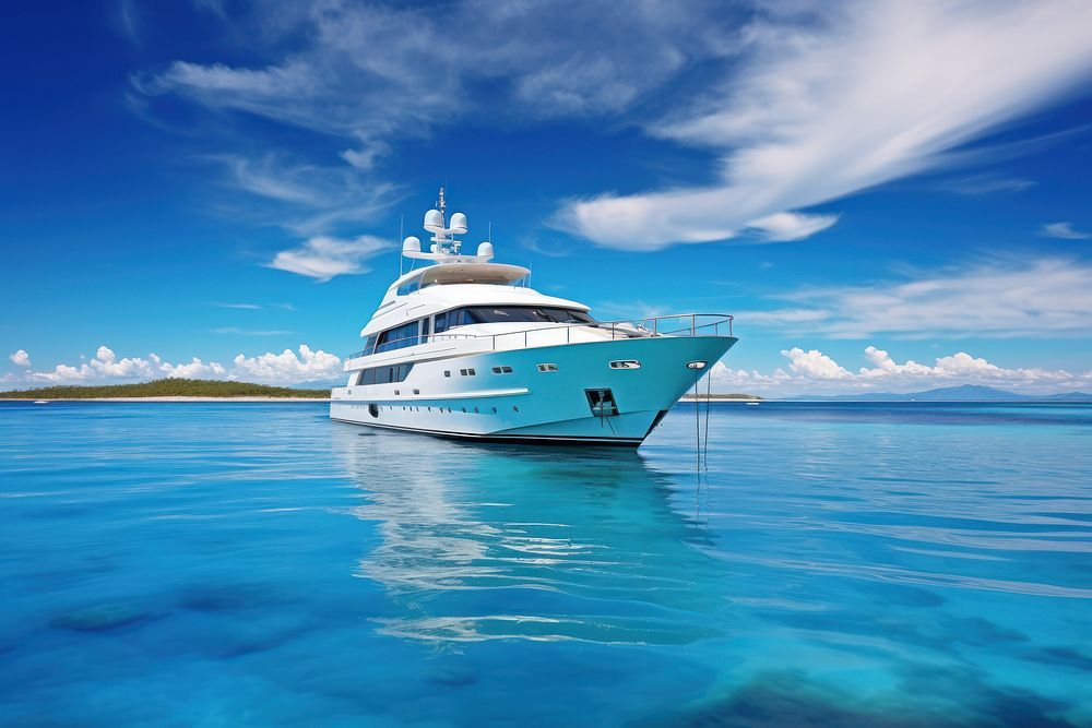 Luxury yacht on sunny day AI generated image