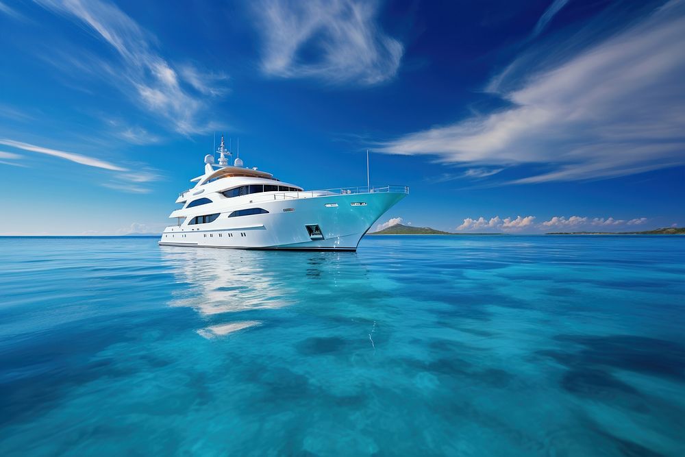 Luxury yacht on sunny day AI generated image