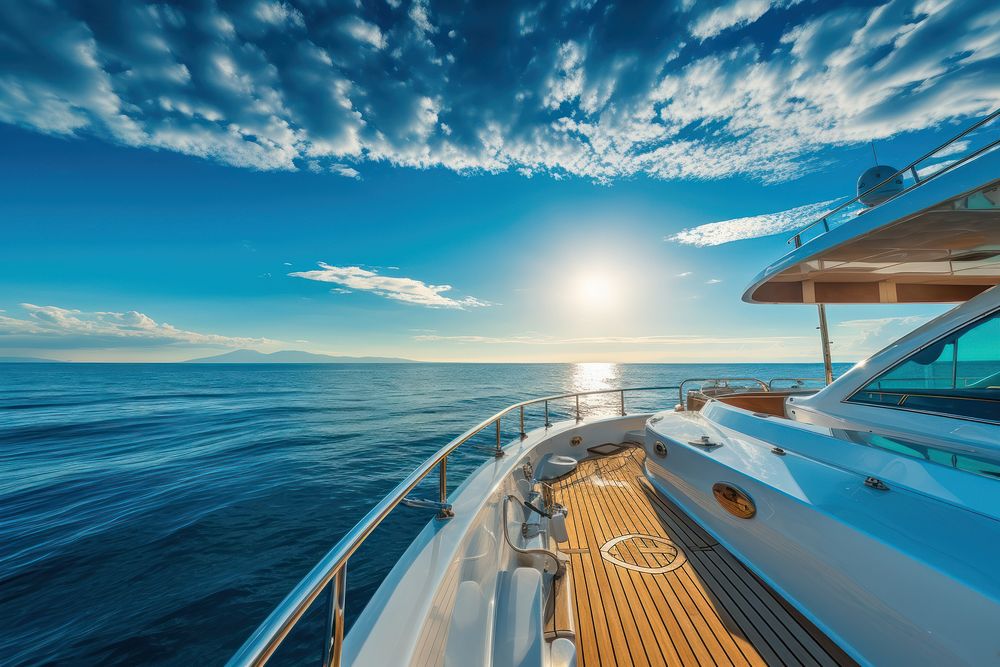 Luxury yacht on sunny day AI generated image