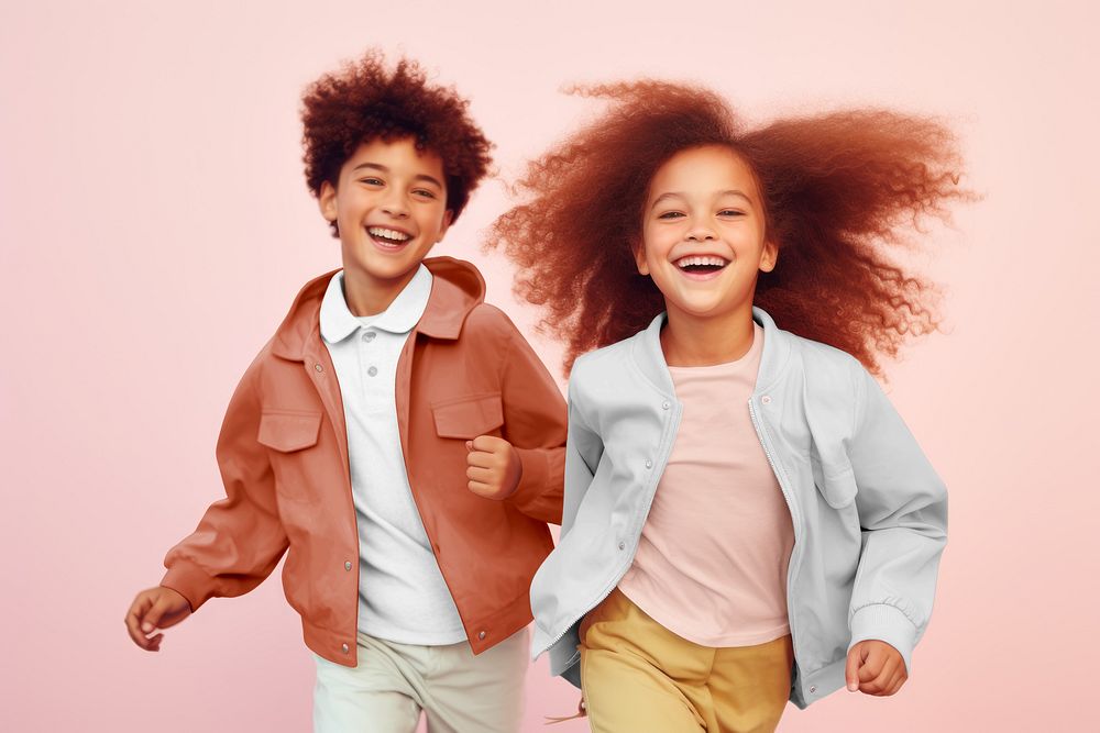 Happy kids in pastel apparel