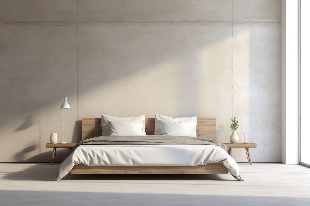 Minimal bedroom with natural light. AI generated Image by rawpixel.