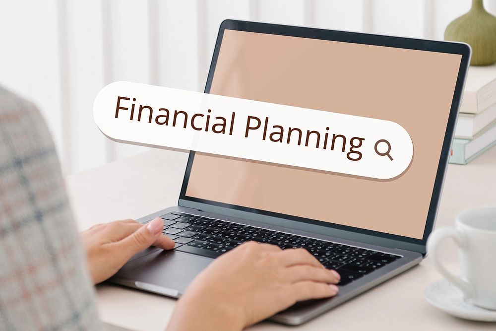 Financial planning search screen laptop