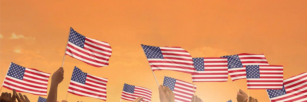 USA flag orange background