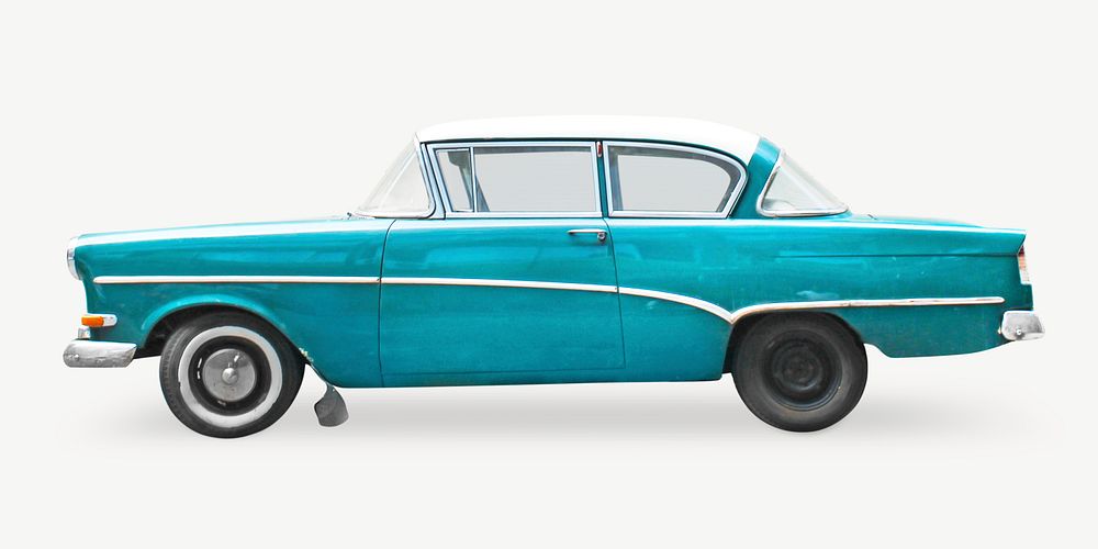 Blue vintage car isolated object psd