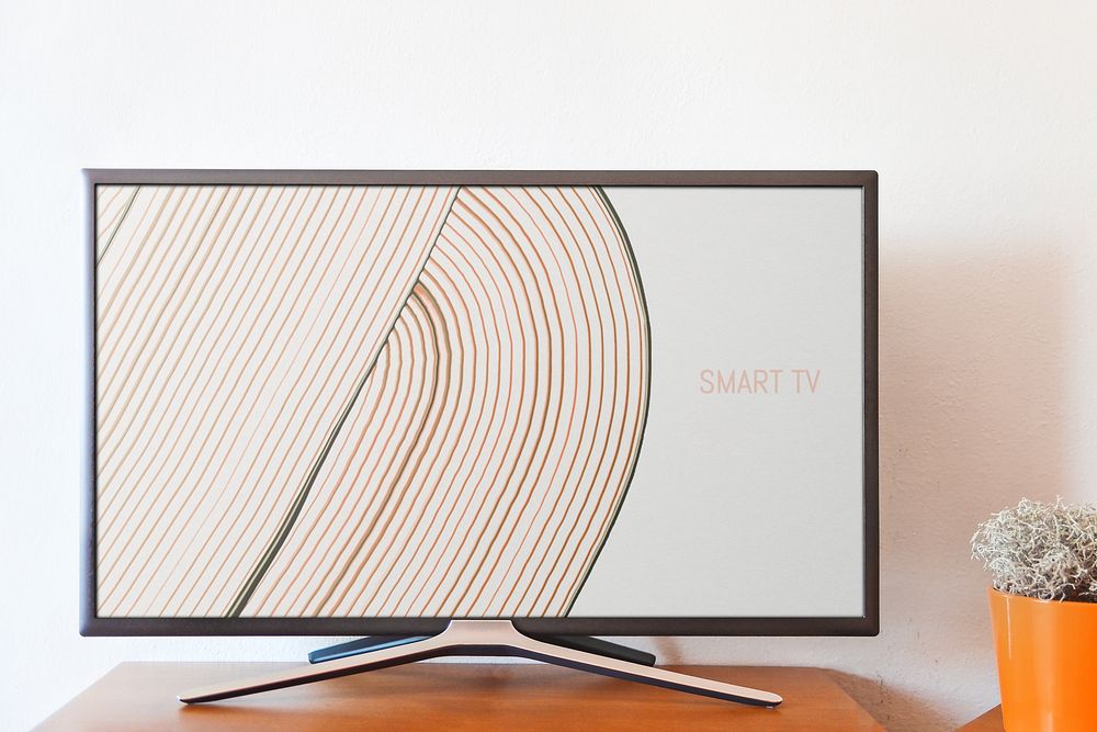 Smart TV on wooden cabinet