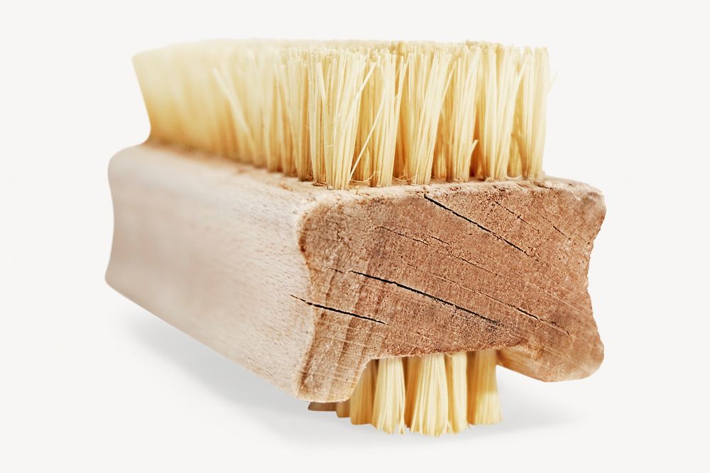 Wooden cleaning brush, isolated object