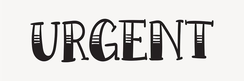 Urgent word, black & white typography vector