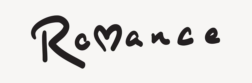 Romance word, love & heart element typography vector