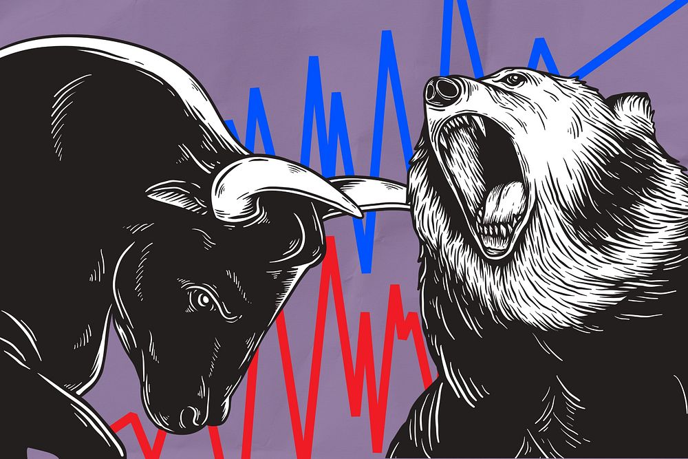 Bear & bull market background, financial investment
