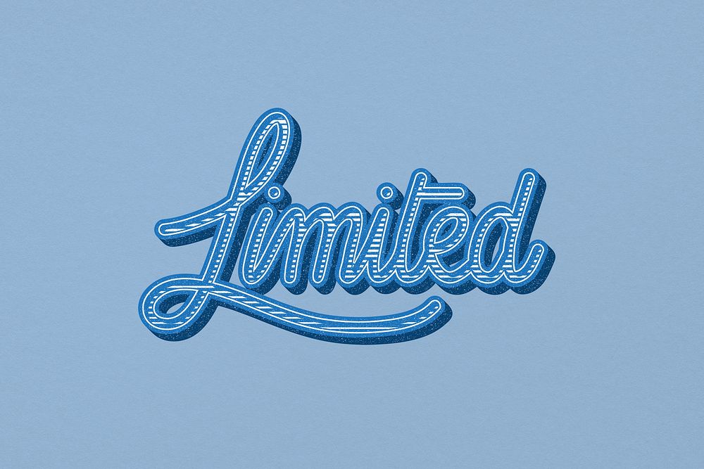 Limited word, blue typography background