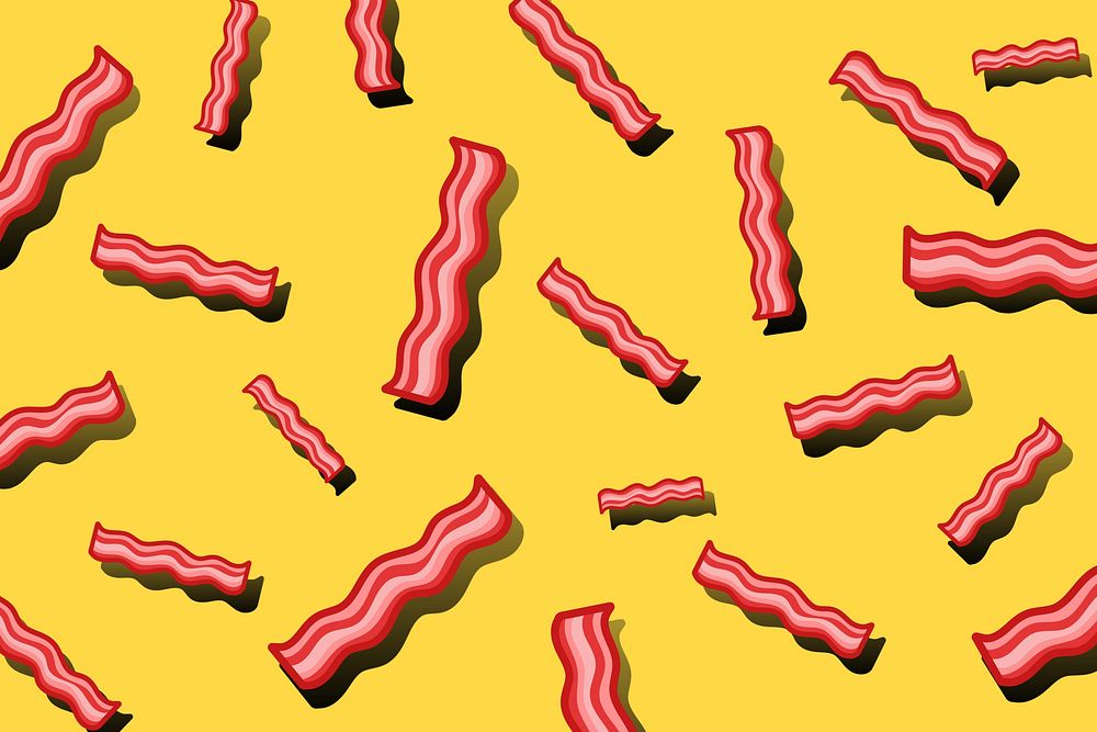 Cute bacon pattern background, food illustration