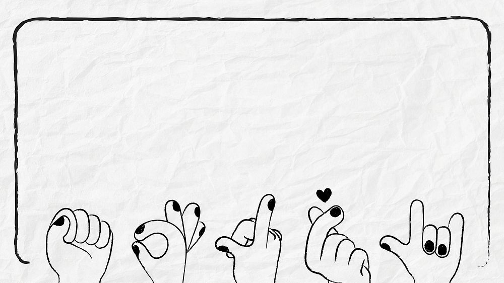 Hand gesture border frame background, love & diversity illustration