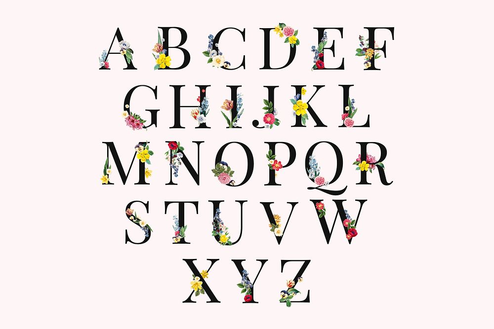 Floral alphabet set psd