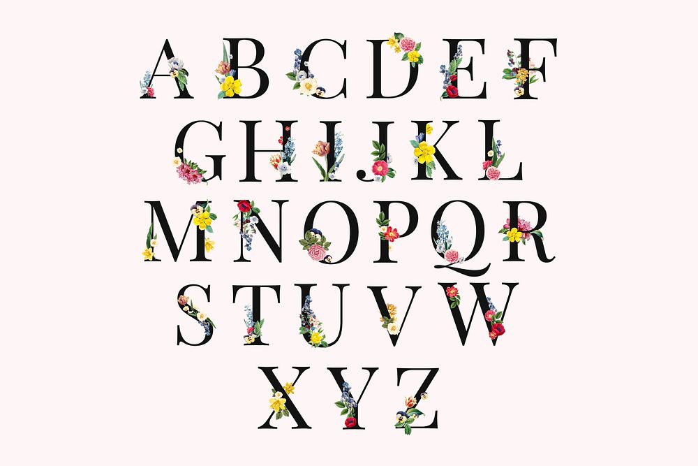 Floral alphabet set psd | Premium PSD - rawpixel