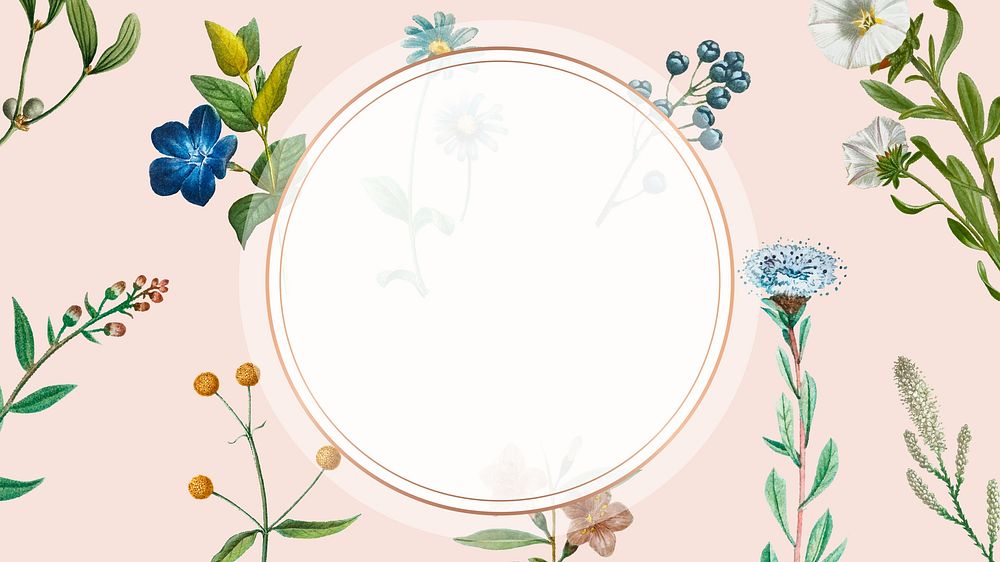 Botanical badge frame desktop wallpaper