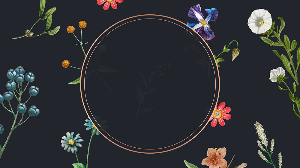 Circle flowers aesthetic desktop wallpaper