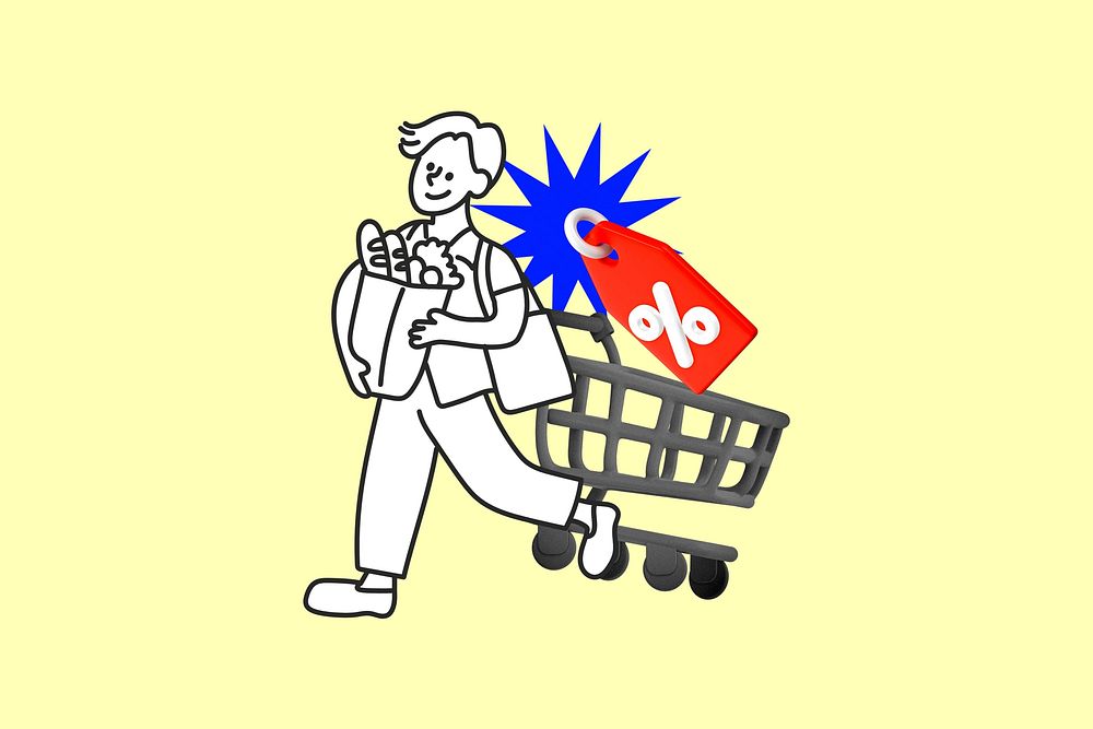 Doodle man discount grocery, yellow design