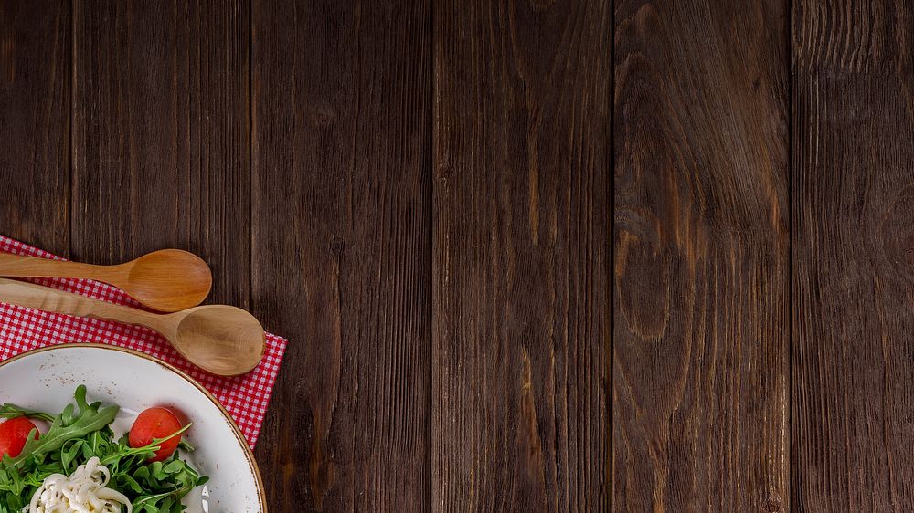 Healthy food, wooden desktop wallpaper