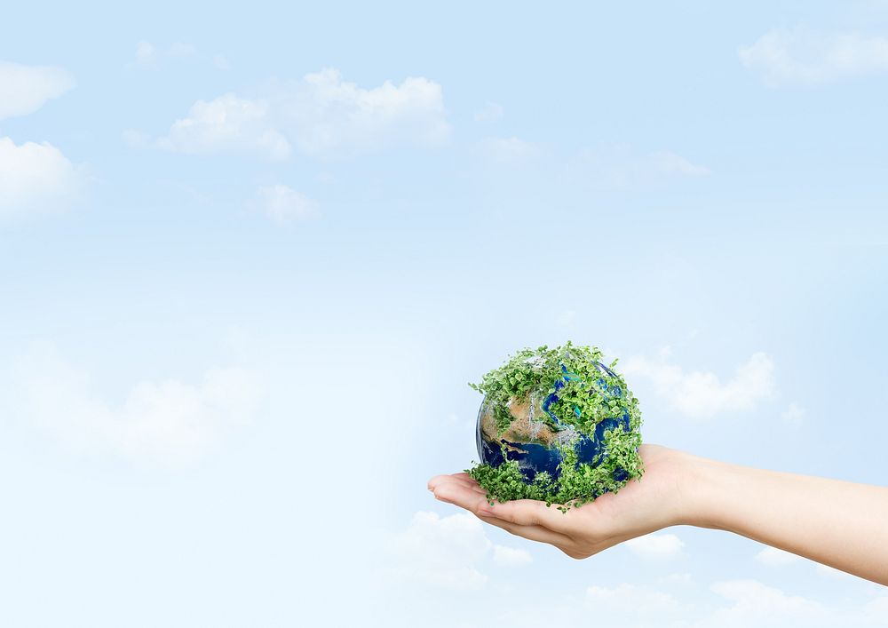 Earth in hand background design