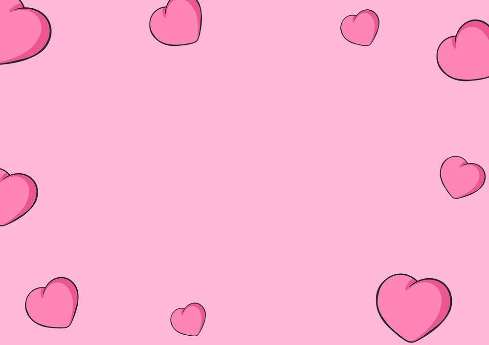 Pink heart illustration border background
