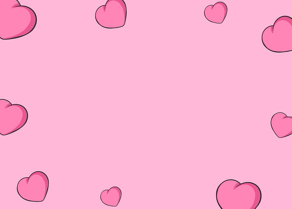 Cute heart illustration border background
