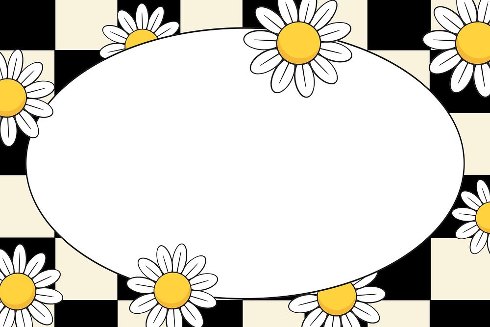 Retro daisy checkered pattern background