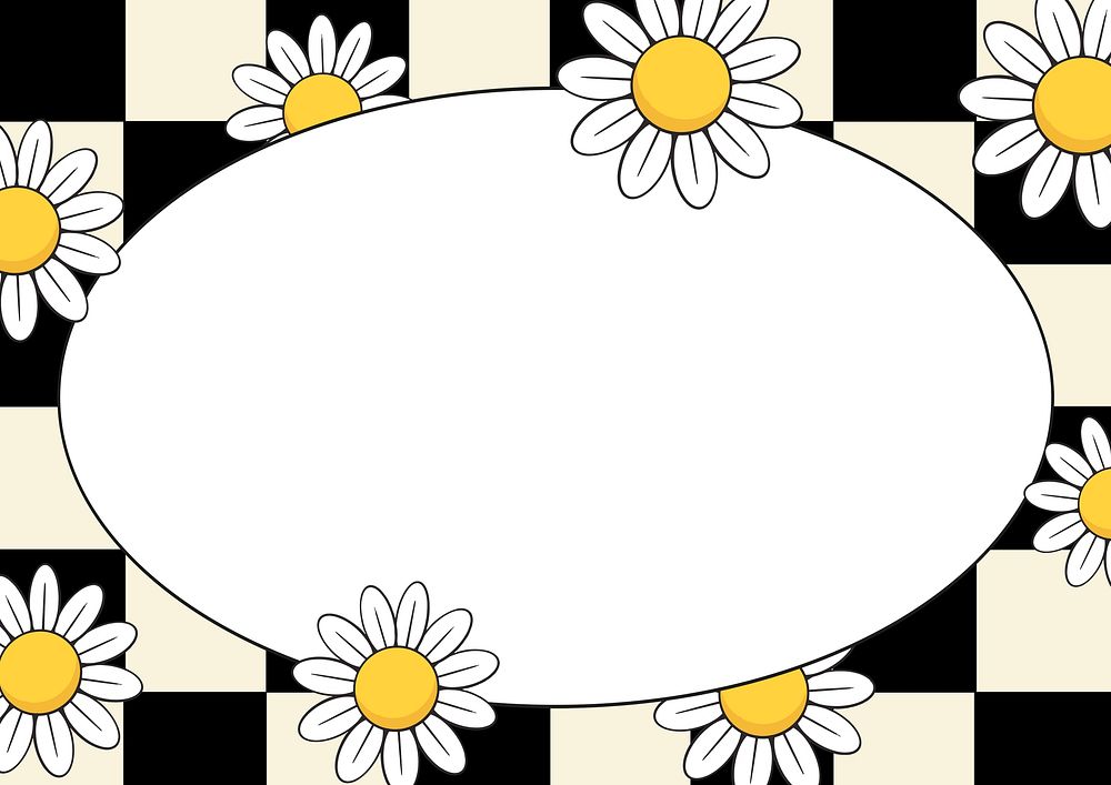 Retro daisy checkered pattern background