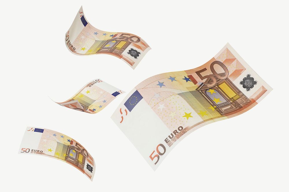 50 Euros bank notes collage element psd