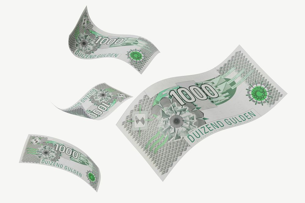 Netherlands 1000 gulden bank note, collage element psd