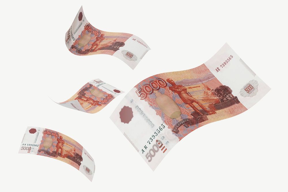 5000 Russian ruble bank notes, collage element psd