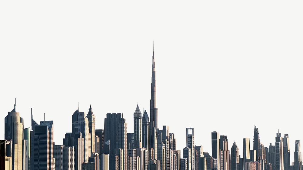 UAE skyscrapers architecture collage element psd