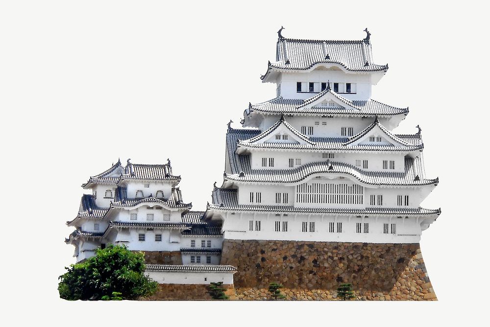 Himeji castle in Japan collage element psd