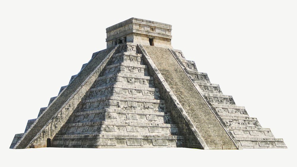 Chichen itza Mayan pyramid in Mexico collage element psd