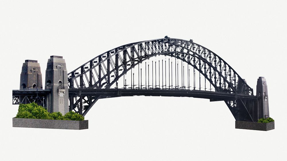 Sydney harbour bridge in Australia collage element psd