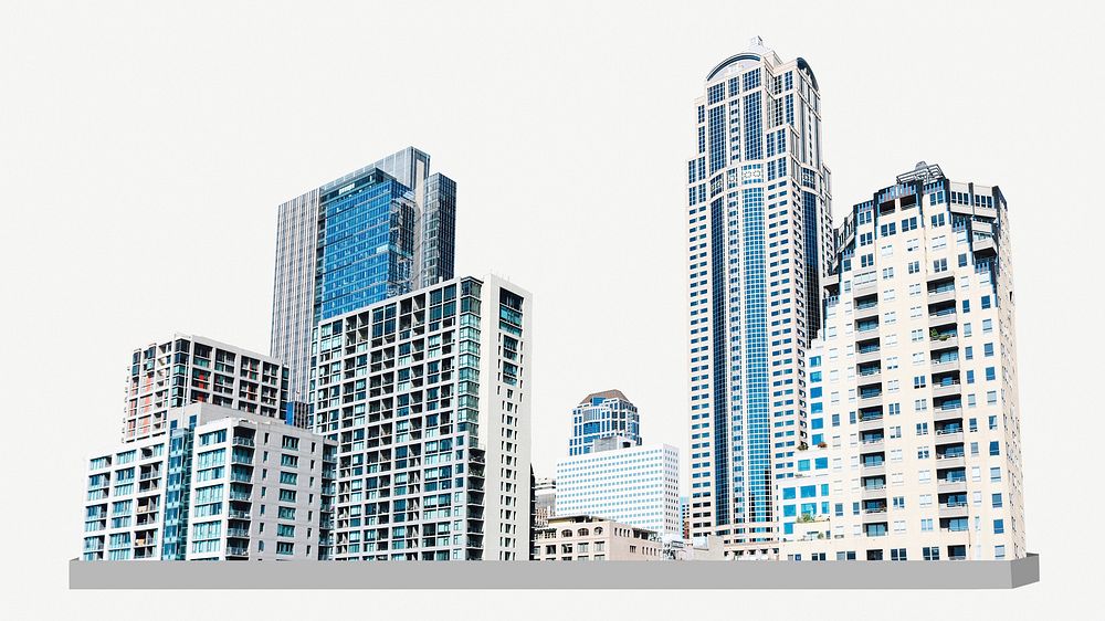 Skyscrapers modern city collage element psd